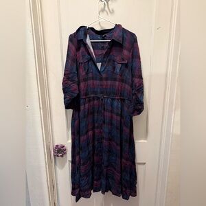 Torrid Plaid Button-Up Shirt Dress